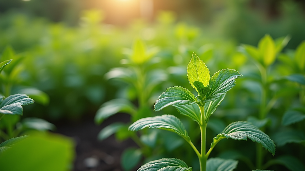 High angle view of a thriving green garden symbolizing growth and sustainability