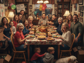 Crowded Family Gathering for Thanksgiving