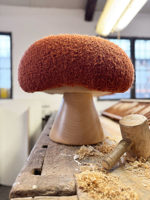 Mushroom benches for a trade project in London – designer hallway bench