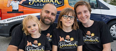 The Mr. Goodlock Family in front of shoo in Eustis