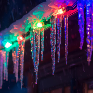 Colorful Holiday Lights on Roof