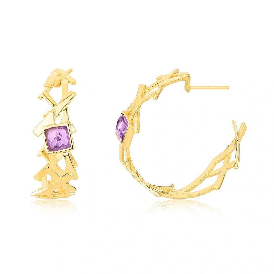 Aretes arracadas Raizes Amatista