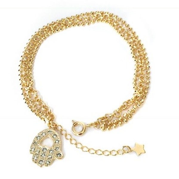 Pulsera Mano de Dios-Baño de Oro 18K