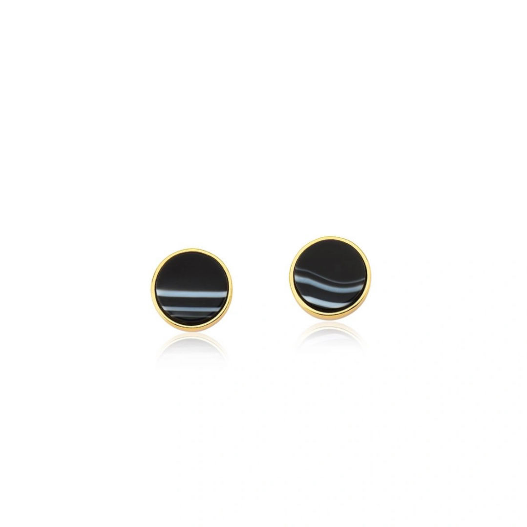 Aretes Redondo Ágata negra