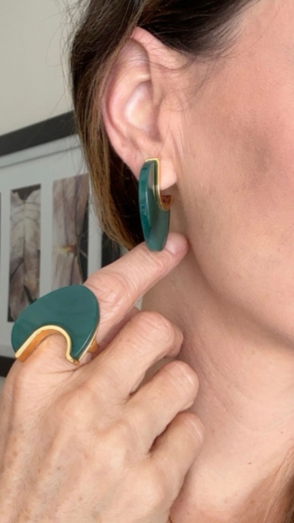 Miniatura: Aretes Ciclo Ágata verde 