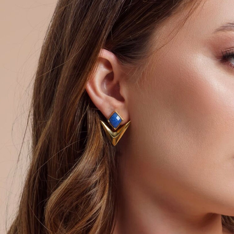 Miniatura: Aretes Artemis cuarzo azul 