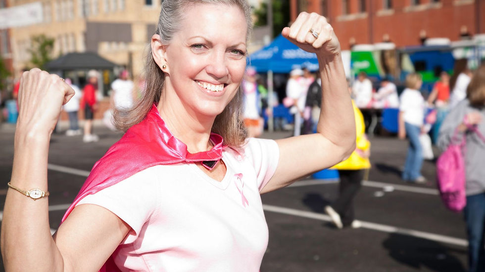 Superwoman Cancer Survivor With Cape On at Awareness Rally