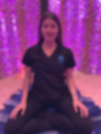 Michelle Eggink, NTP Meditation and Mindfulness Teacher meditating in salt Cave