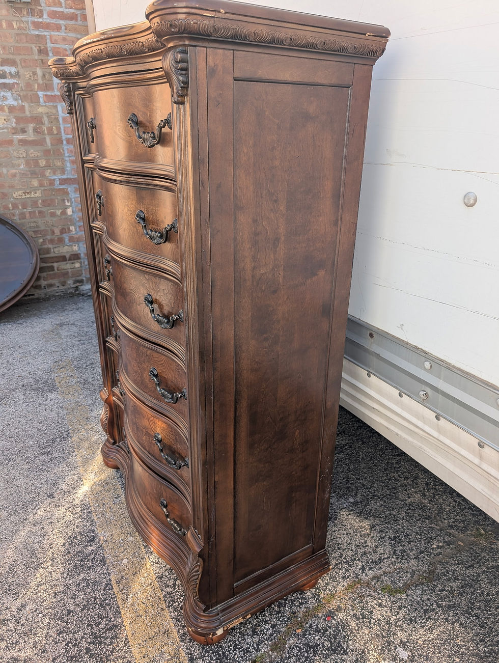 Thumbnail: American Signature Ornate Traditional 6 Drawer Serpentine Front Tall Chest 