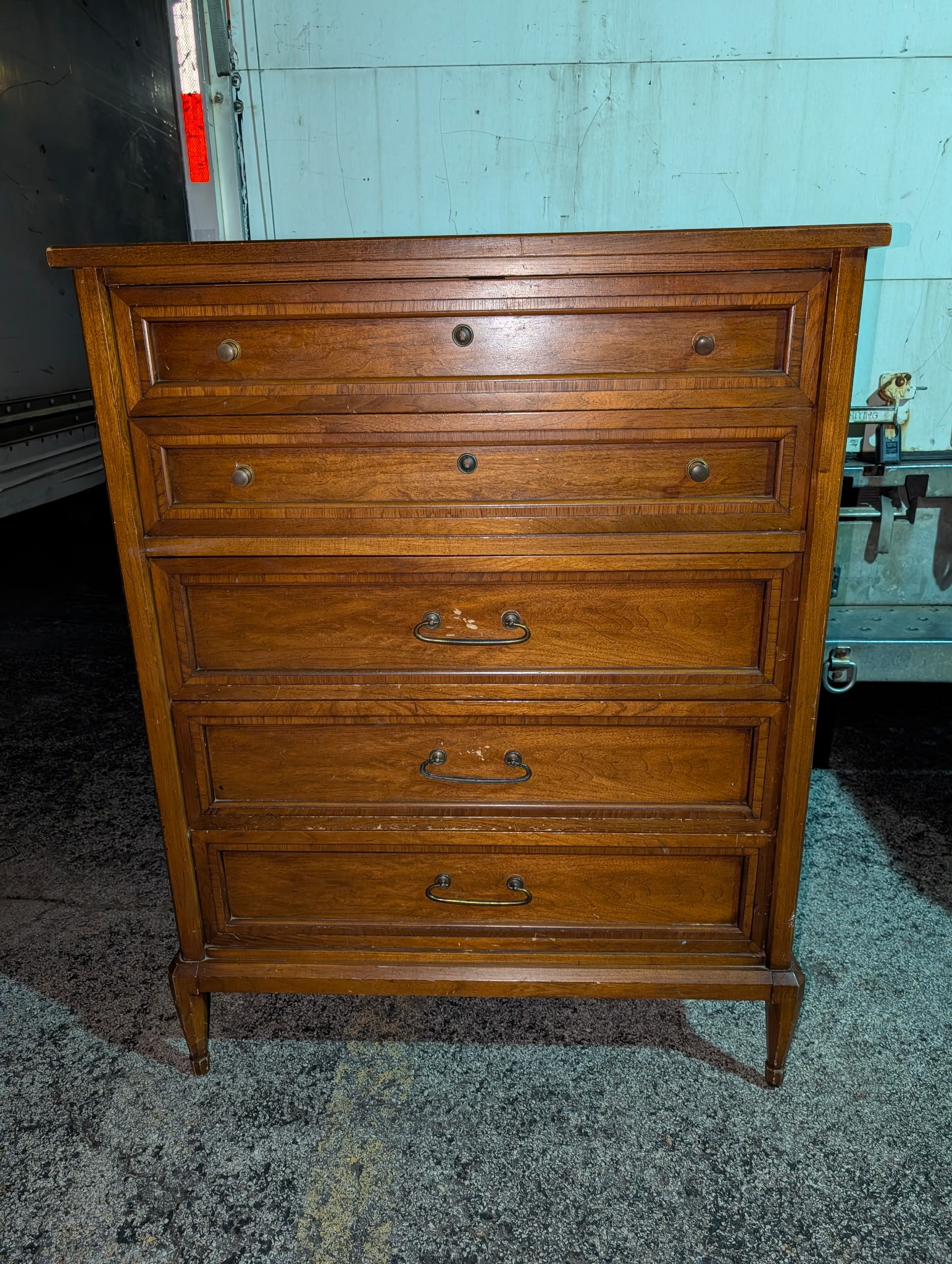 Vintage Walnut 5 Drawer Chest By White Furniture 