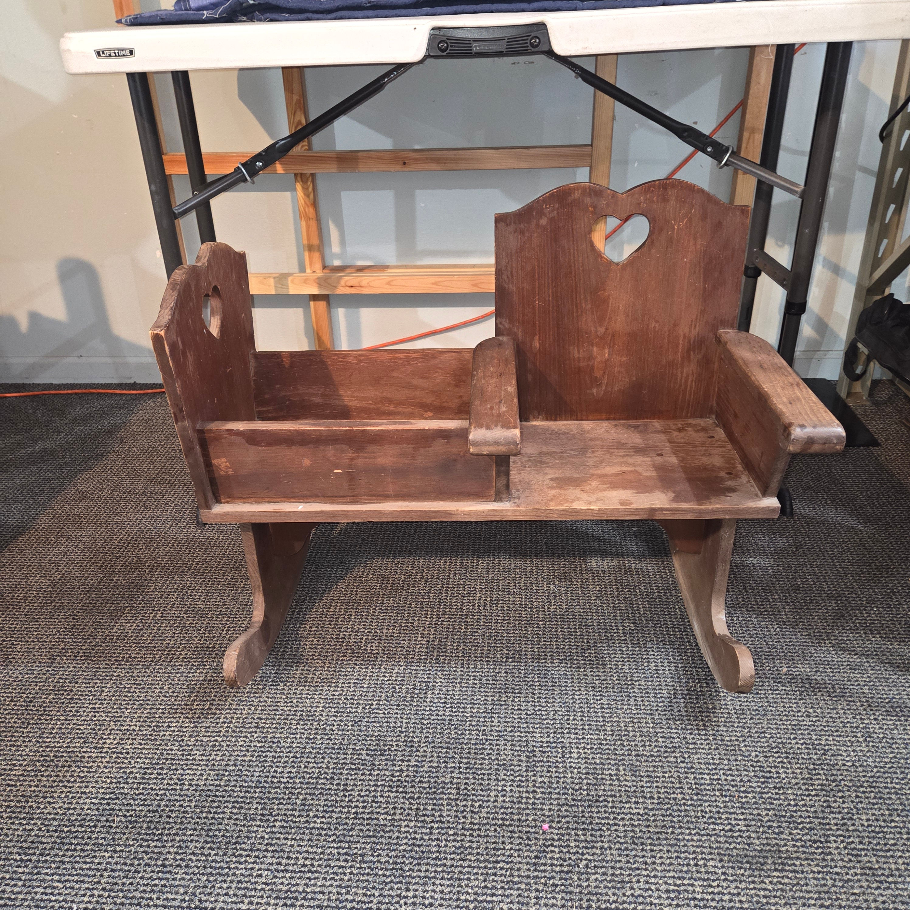 Handcrafted Wooden Doll Cradle and Rocking Chair Combo