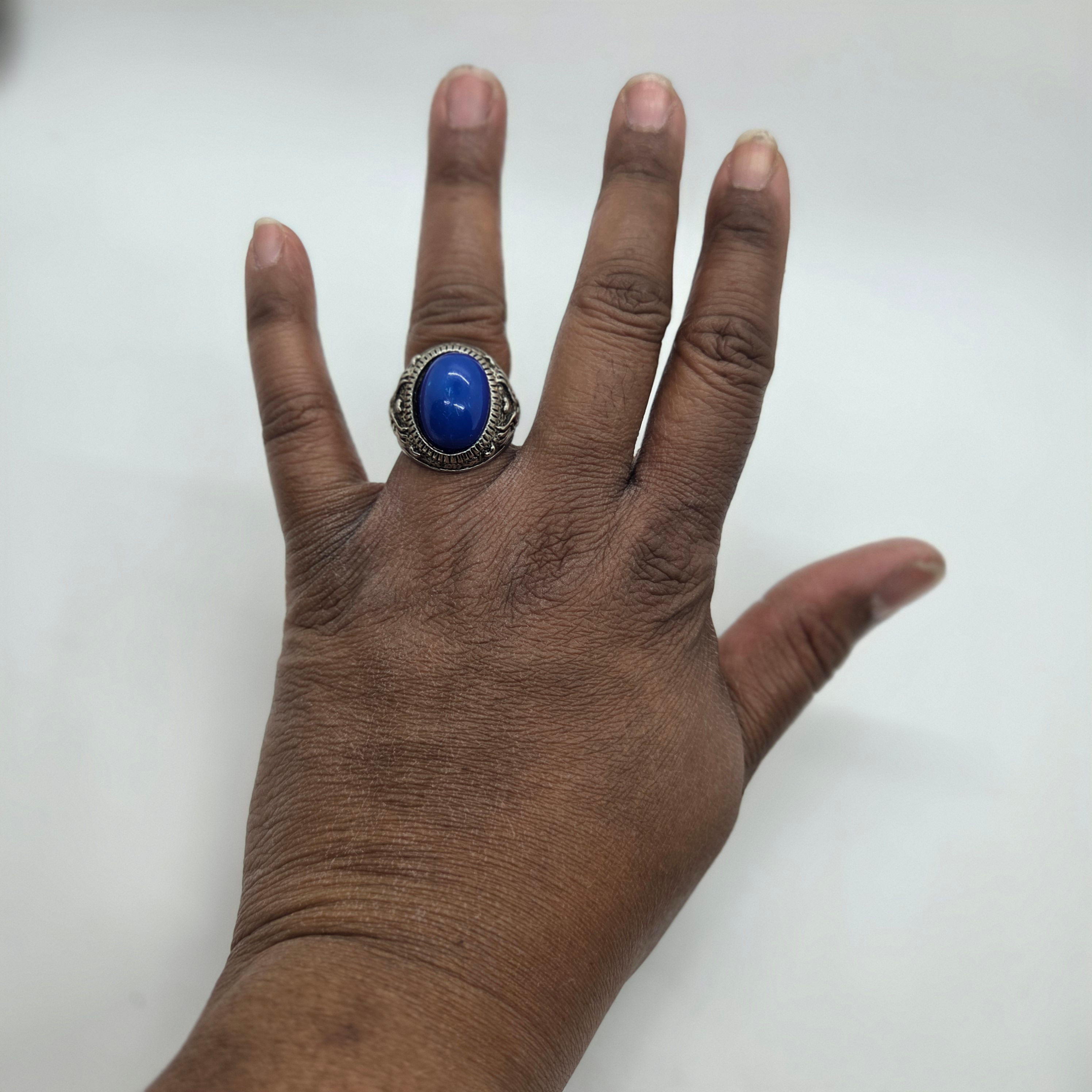 Blue Lapis Silver Toned Ring Size 7