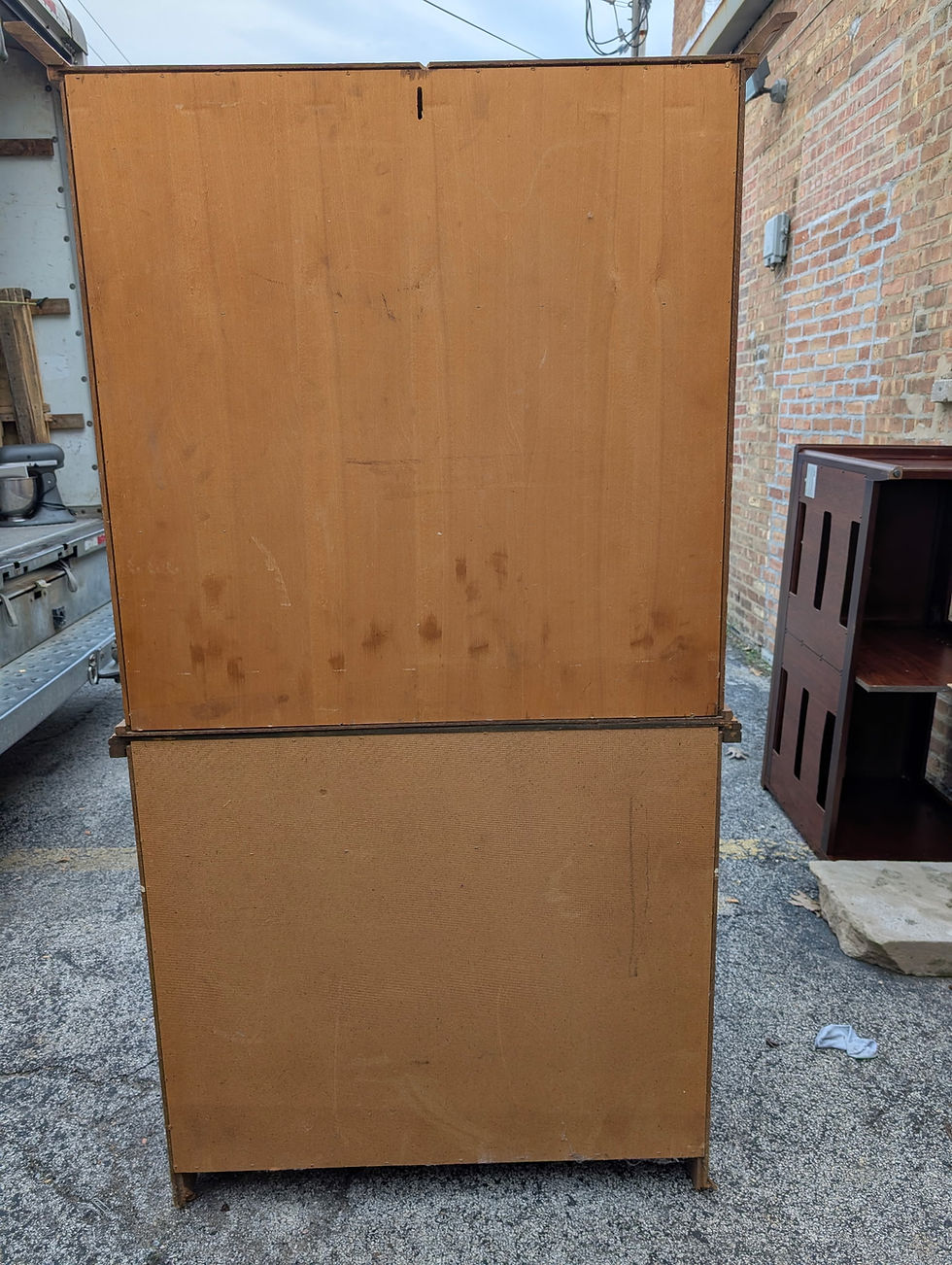 Miniatura: Vintage Oak China Cabinet Hutch With  2 Drawers & Glass Cabinet Doors 