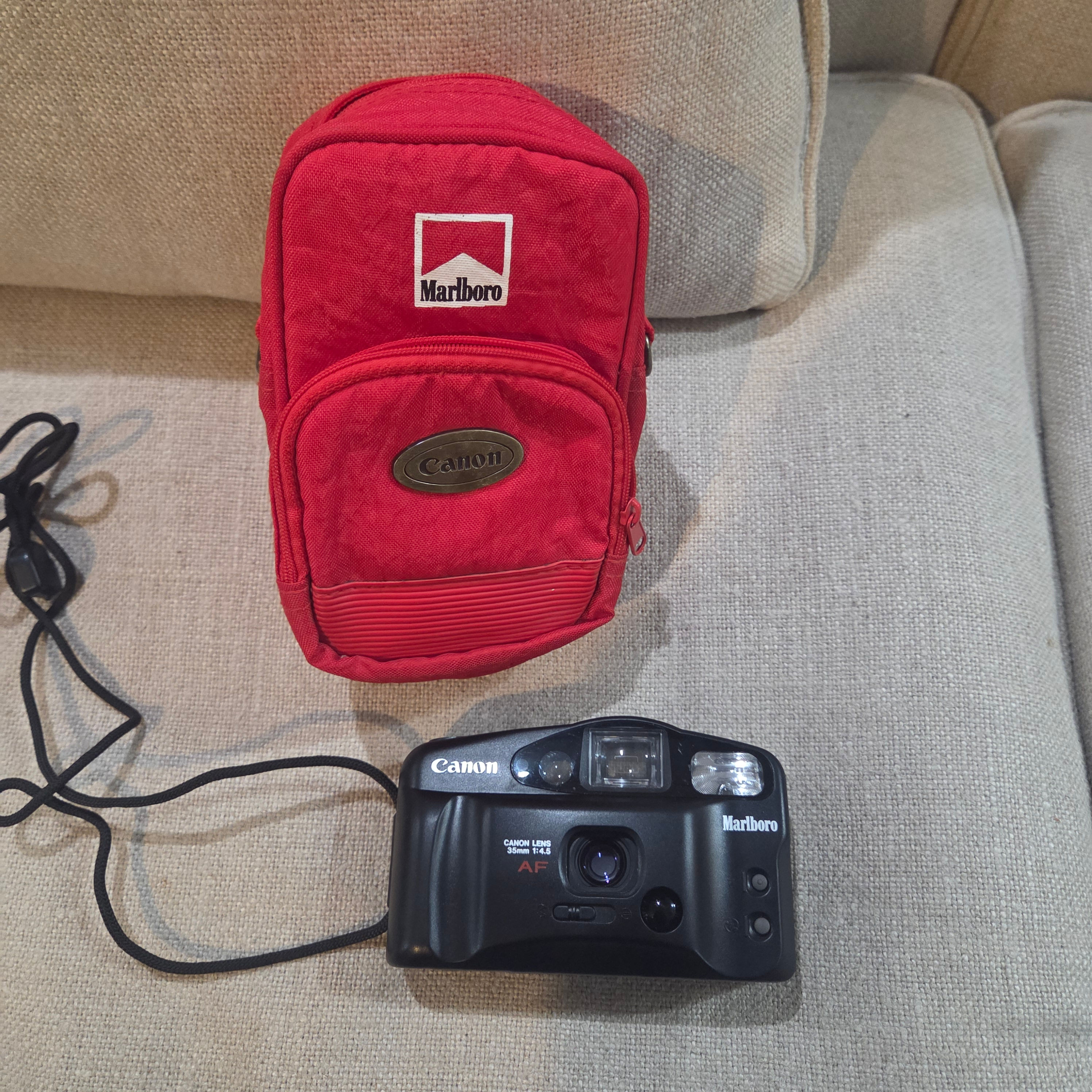 Vintage Marlboro Edition Canon Sure Shot Owl 35mm Point-and-Shoot Film Camera