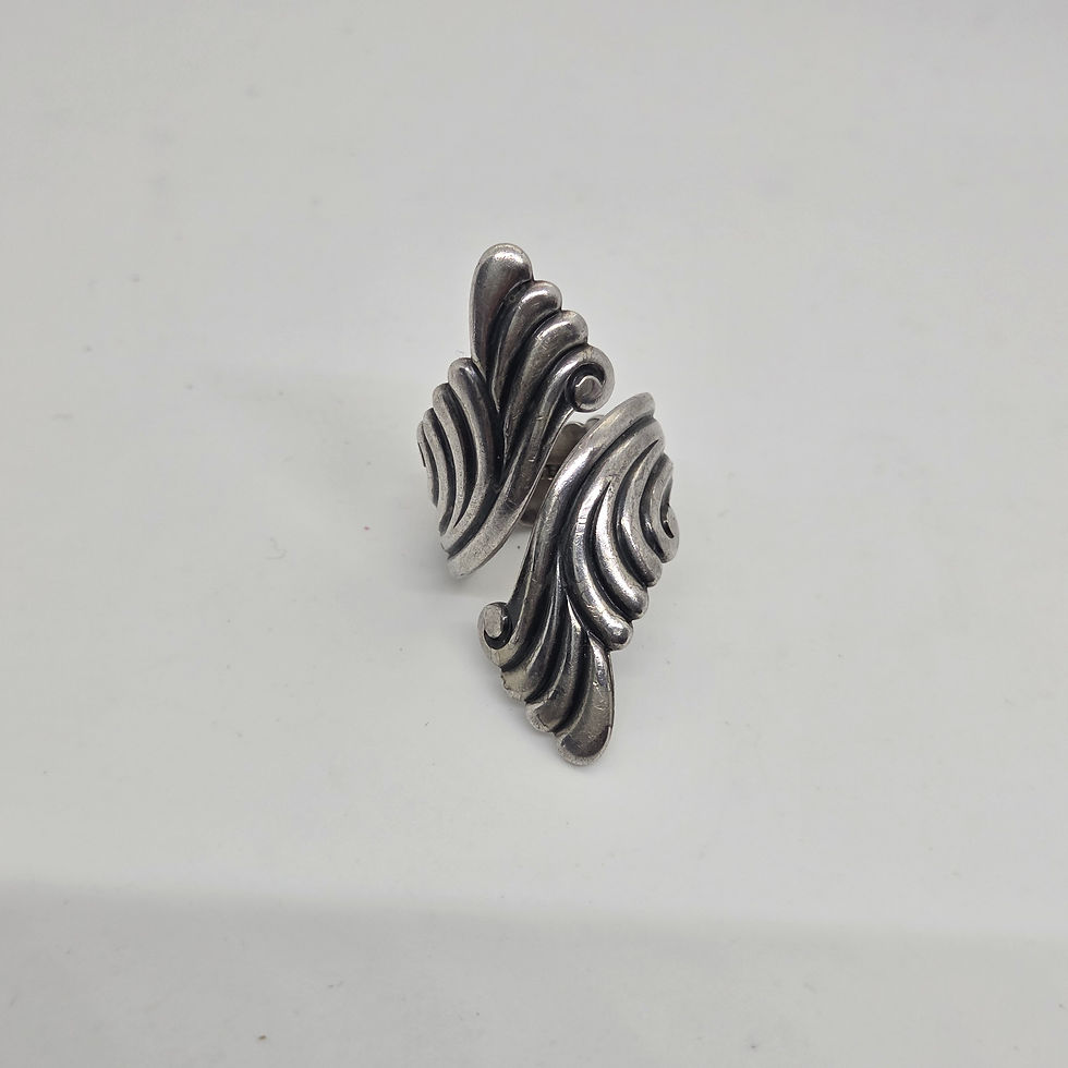 Thumbnail: Navajo Adjustable Full Finger Ring Sterling Silver Native American Size 5