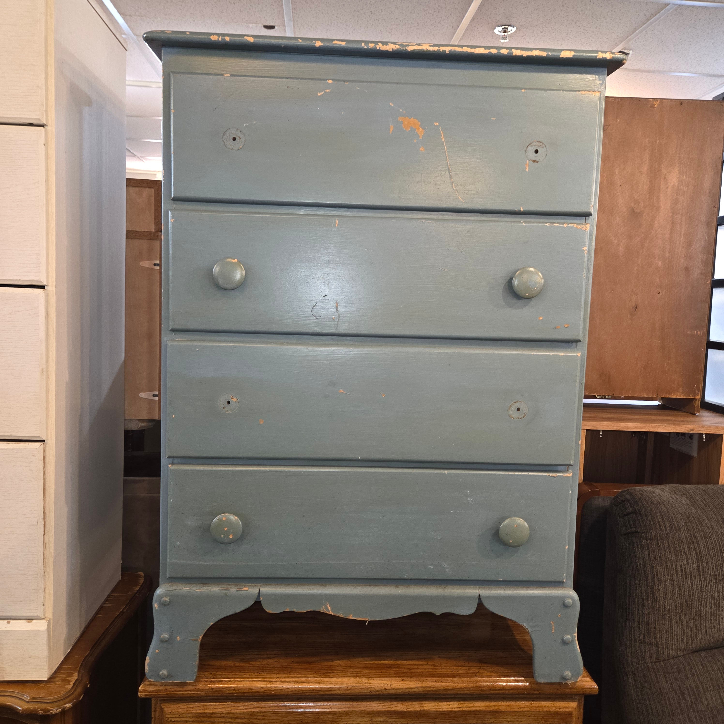 Painted Solid Wood 4 Drawer Chest Dresser