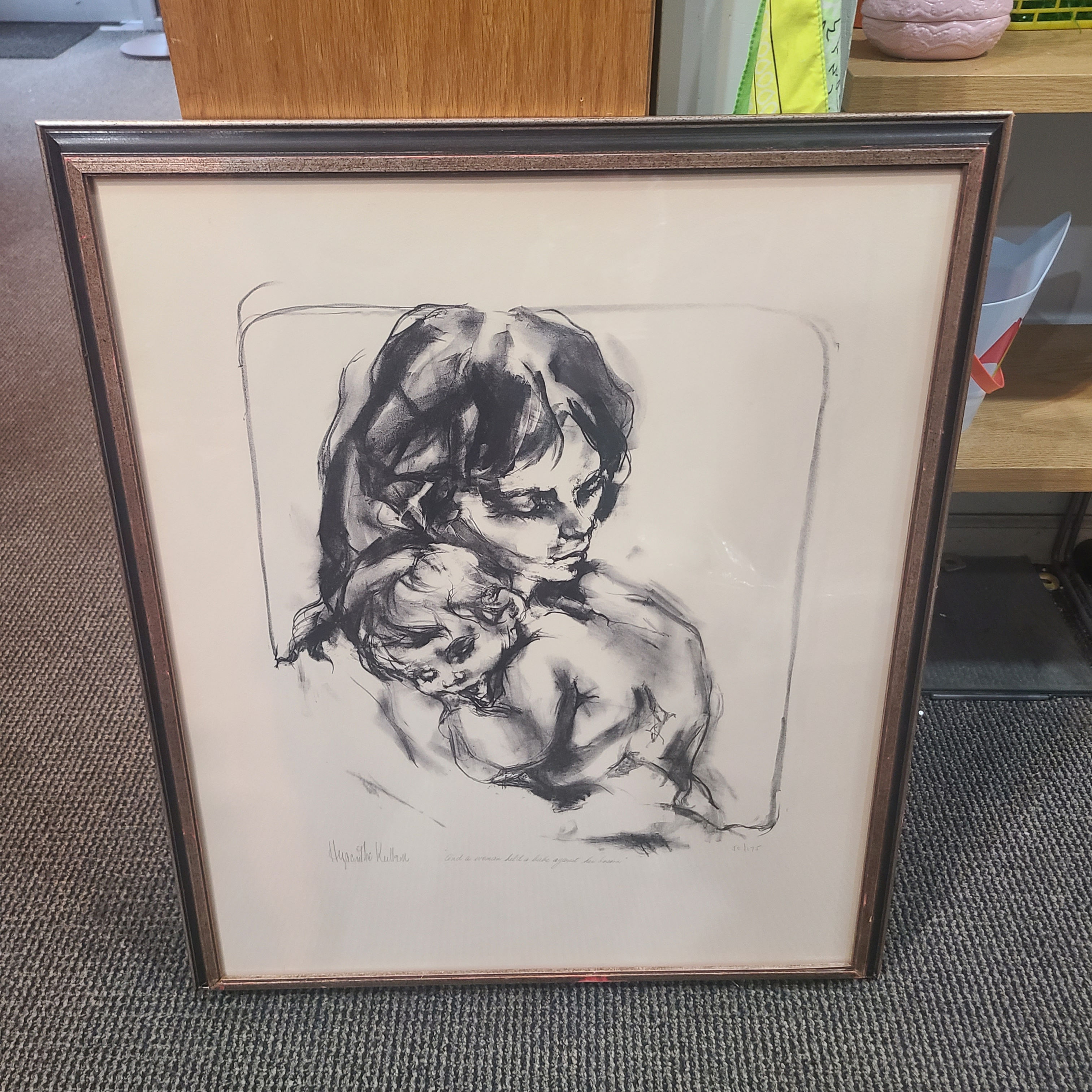 "And a woman held a babe against her bosom Lithograph