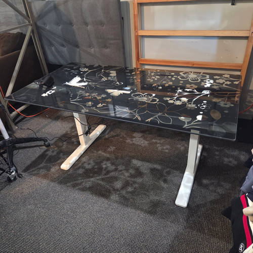 IKEA Vika Glasholm Glass Table Top With Adjustable Height Desk