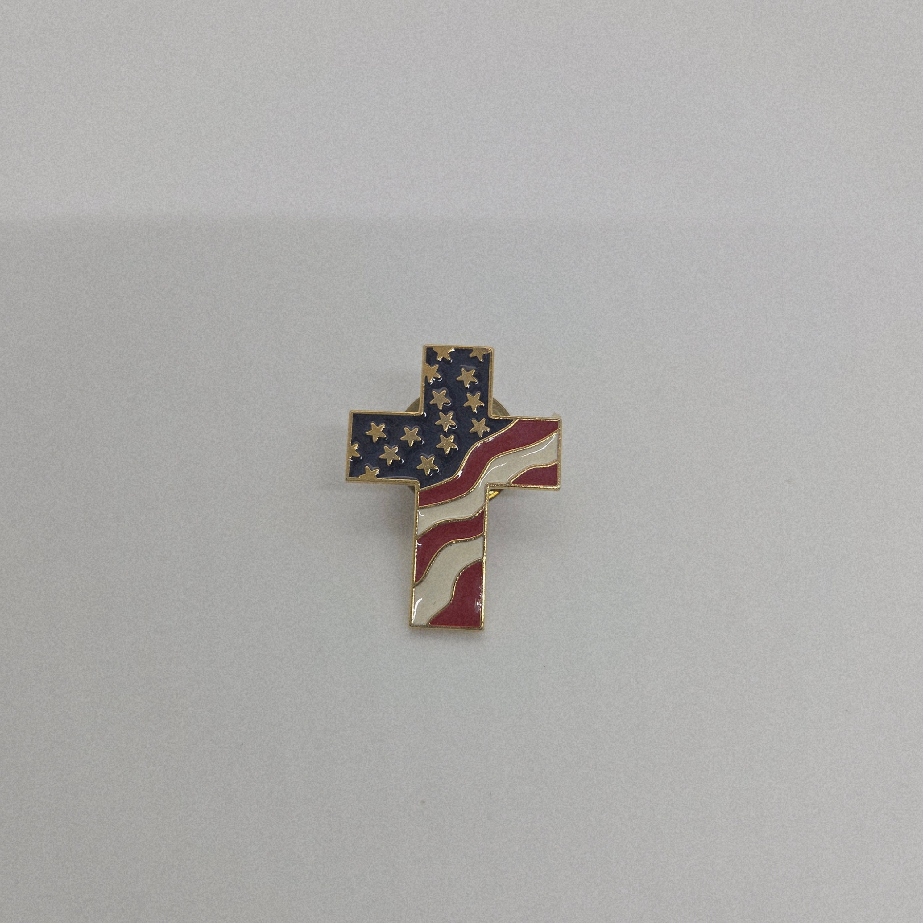 PinMart American Flag Cross Patriotic Lapel Pin