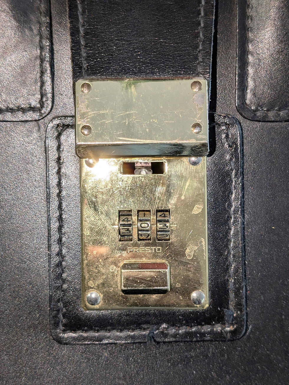 Thumbnail: Vintage Black Leather Briefcases With AC Logo
