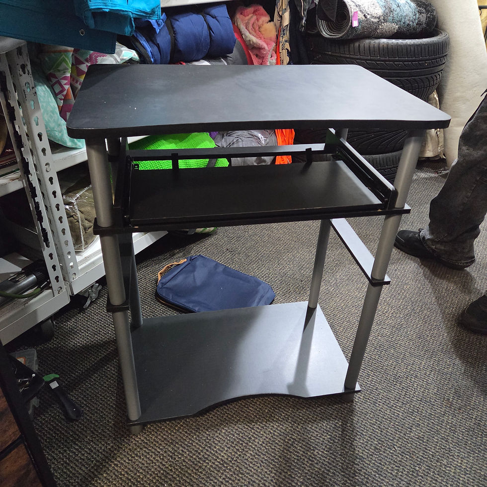 Thumbnail: Furinno Home Office Computer Desk with Keyboard Tray, Black and Grey