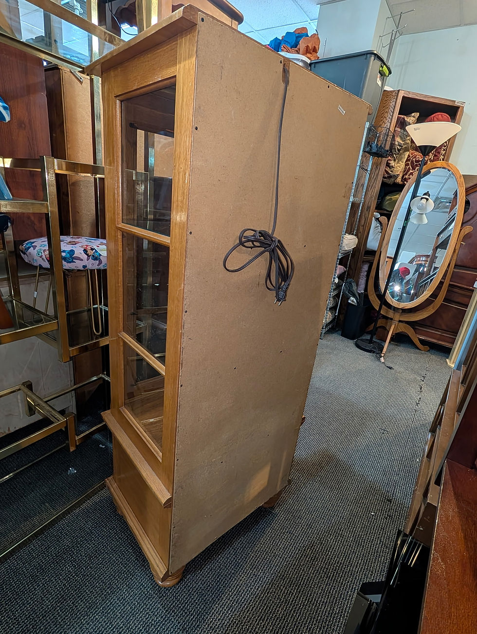Miniatura: Oak Curio Cabinet With Glass Door & 1 Drawer & Glass Shelving 