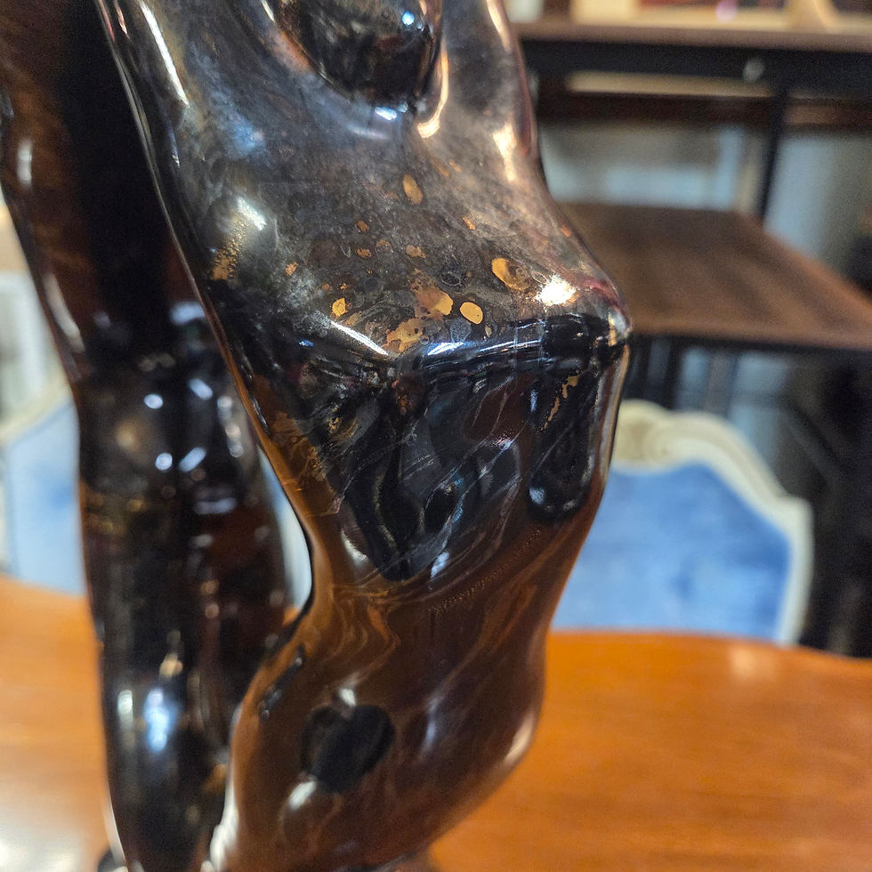 Miniatura: Vintage Royal Haeger High-Gloss Black 16"  Mid-Century Modern Sculpture Couple