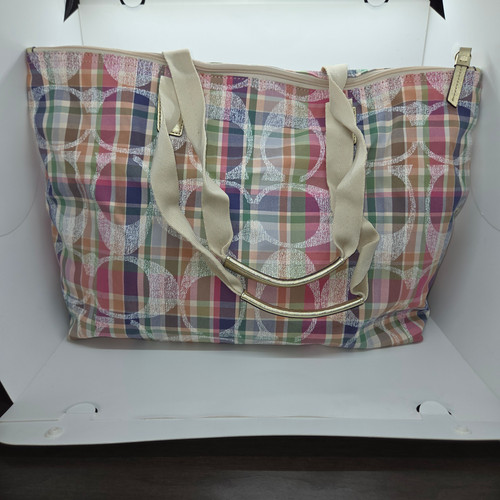 Coach Poppy Madras Tote Plaid Pattern/Metallic | 2nd is the New 1st