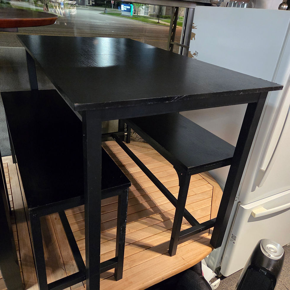 Thumbnail: Black Dining Table Set With 2 Bench Seats