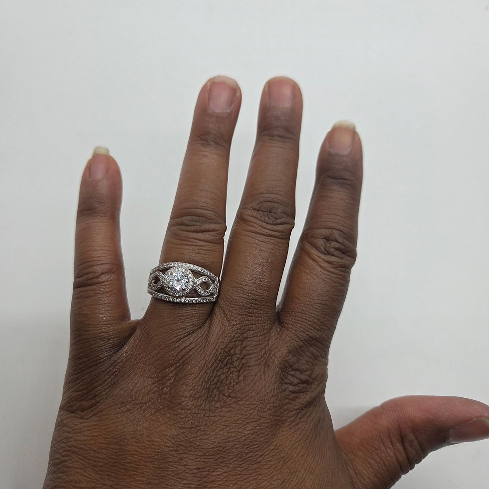 Miniatura: Eternal Twist Round Center Halo Moissanite Wedding/Promise Ring Size 10