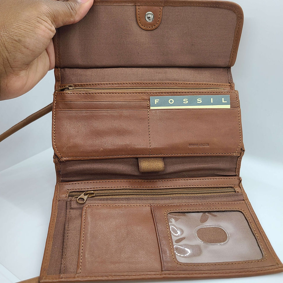 Thumbnail: Vintage Fossil Camel Crossbody Wallet Purse