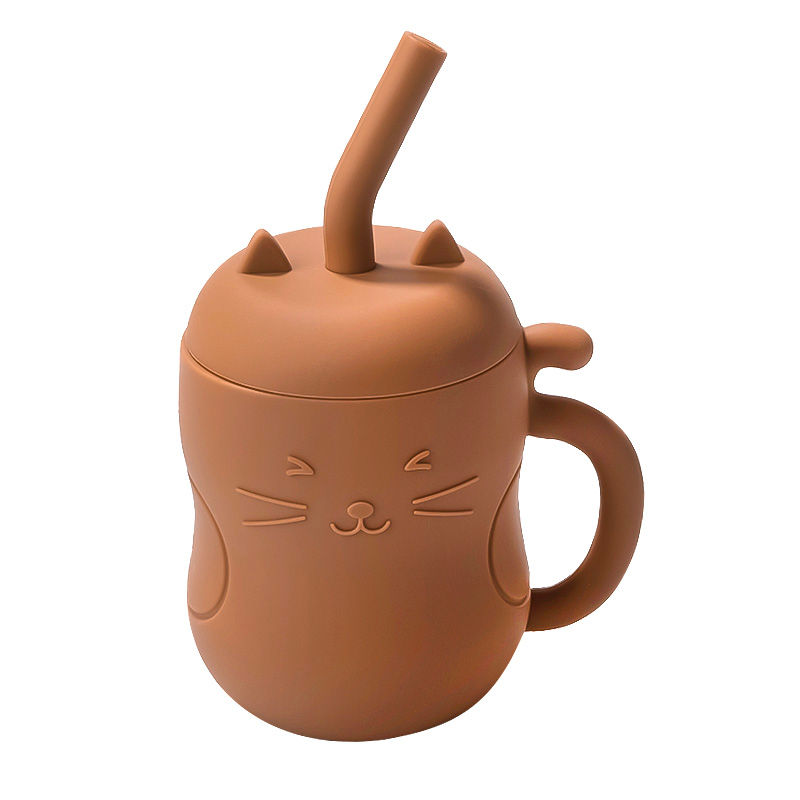 Thumbnail: Cute Cat Silicone Straw Cup with Handle