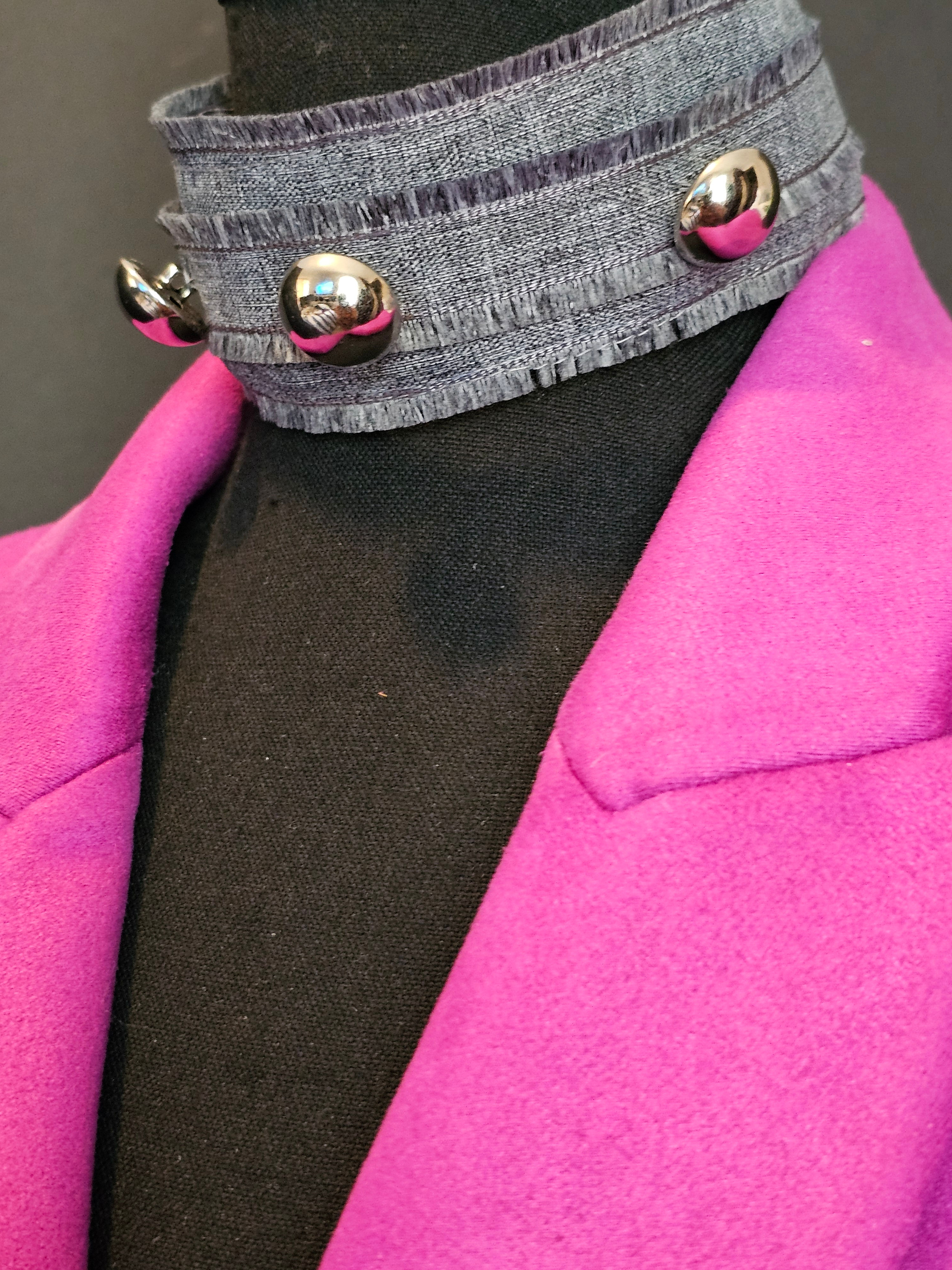Charcoal Fray Stripped Choker