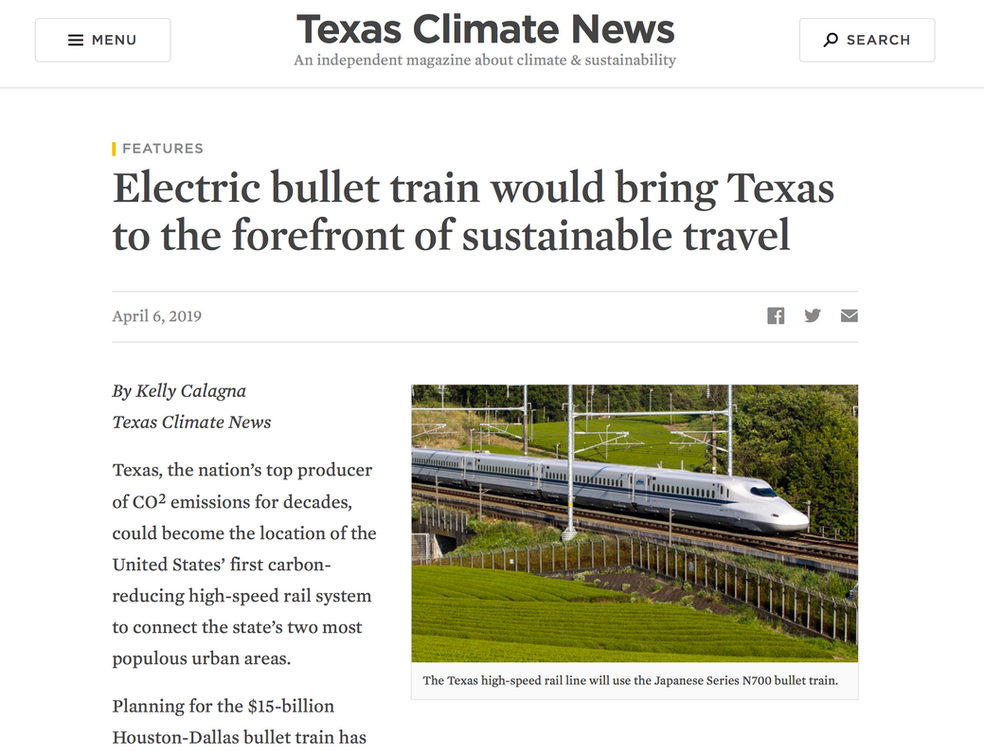 Electric bullet train would bring Texas to the forefront of sustainable travel