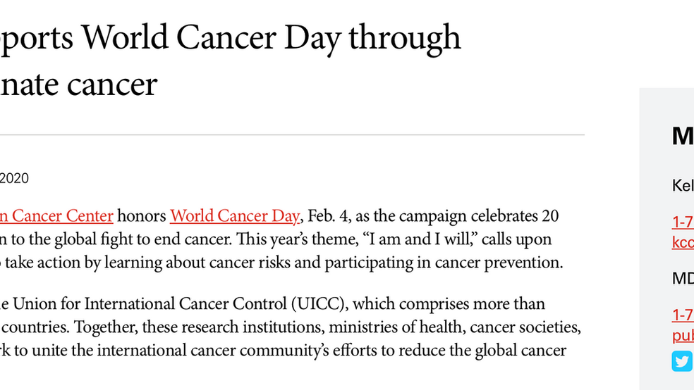 World Cancer 2020 Day Press Release