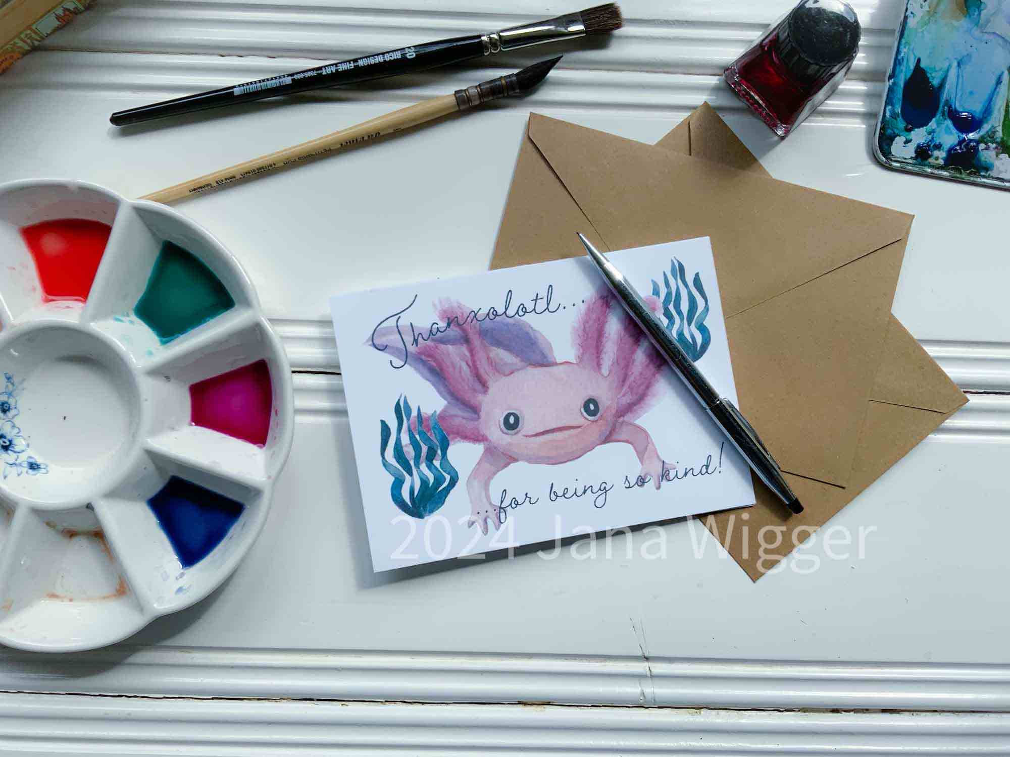 Thanx a lotl Axolotl Dankeskarte Grußkarte