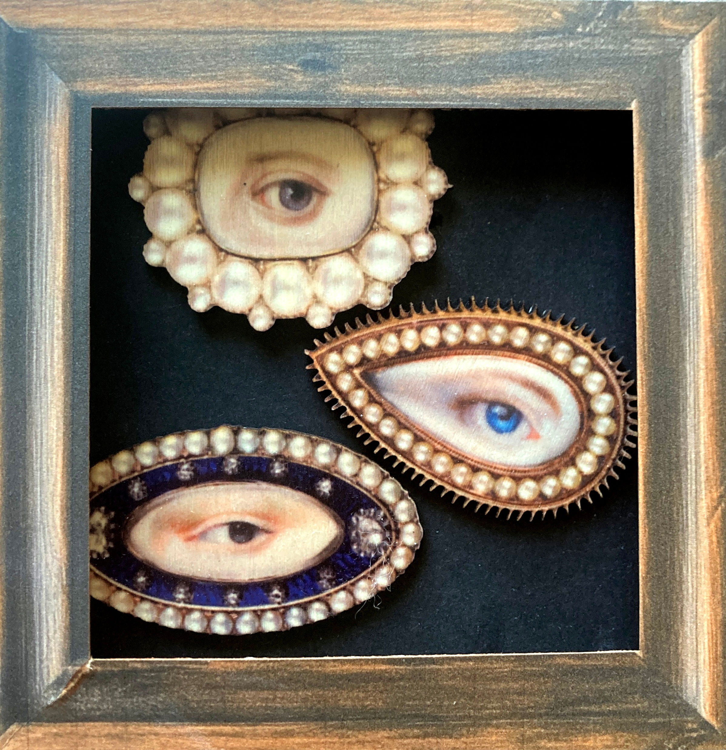 Lovers Eye Broschen Anstecker aus Holz