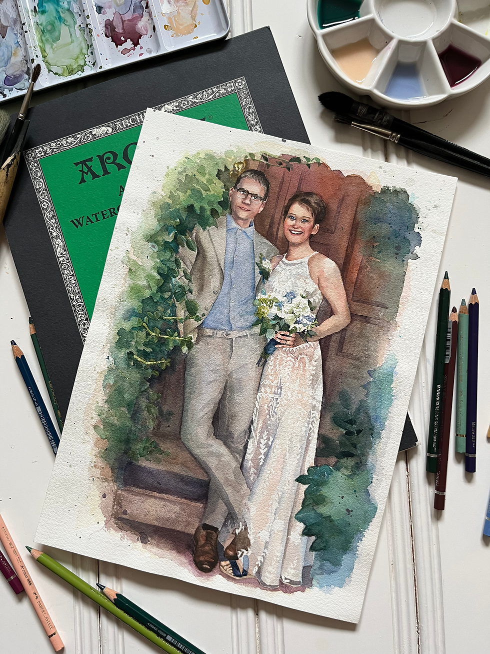 Miniaturbild: Hochzeits Porträt Aquarell Verlobung Heirat Portrait 