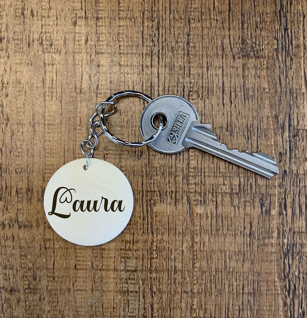 Thumbnail: Keyring/ Bag Clip with your Name engraved- Heart Design