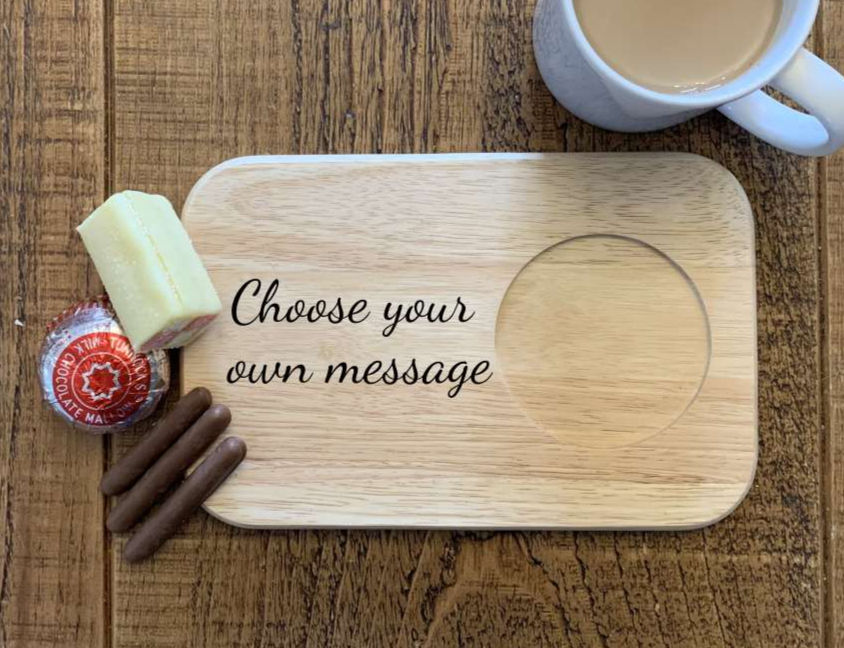 Personalised Serving Board for Tea/ Coffee and Biscuits/ Cake. Add Your Message