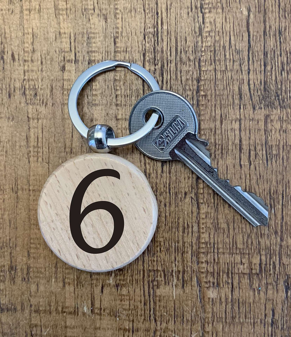Thumbnail: Engraved key ring for hotels