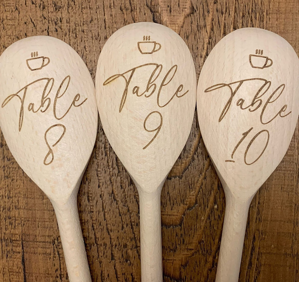 Thumbnail: Cafe & Restaurant Table Number Engraved on a Wooden Spoon/Customer Order. Cake.