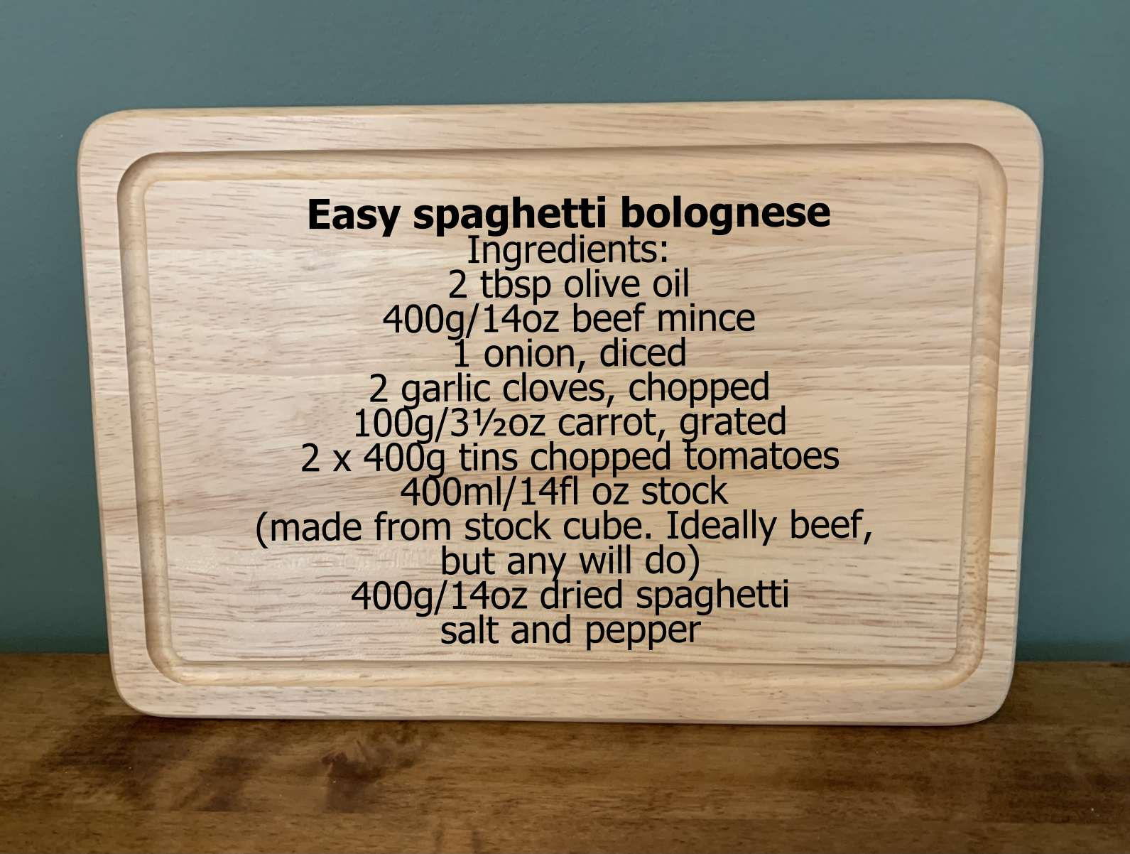 personalised engraved wooden board to prepare food