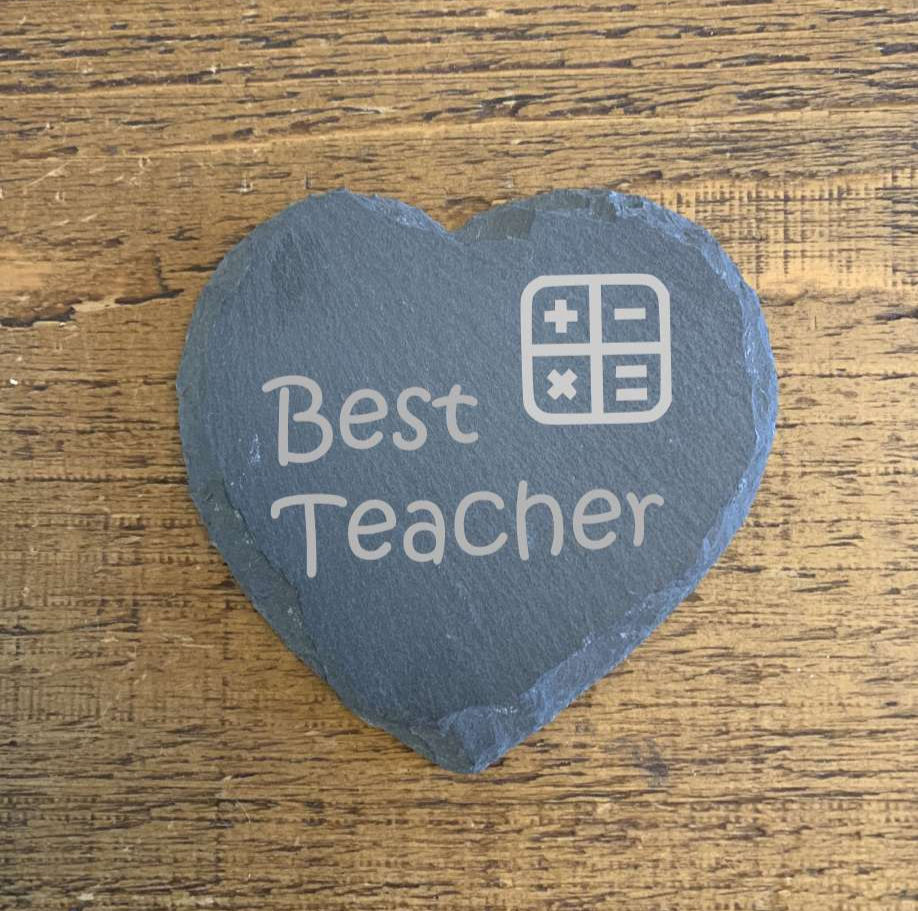 Thumbnail: Teacher Gift Personalised Heart-Shaped Slate Coaster - Teacher Thank You Gift