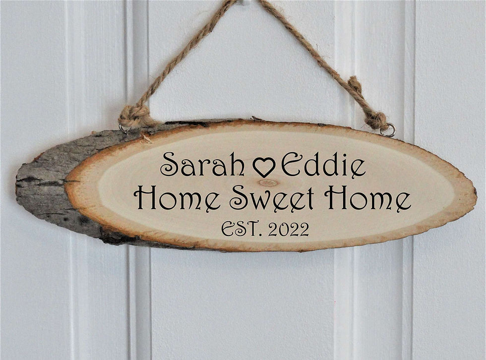 personalised engraved wooden sign for hanging on doors and walls
