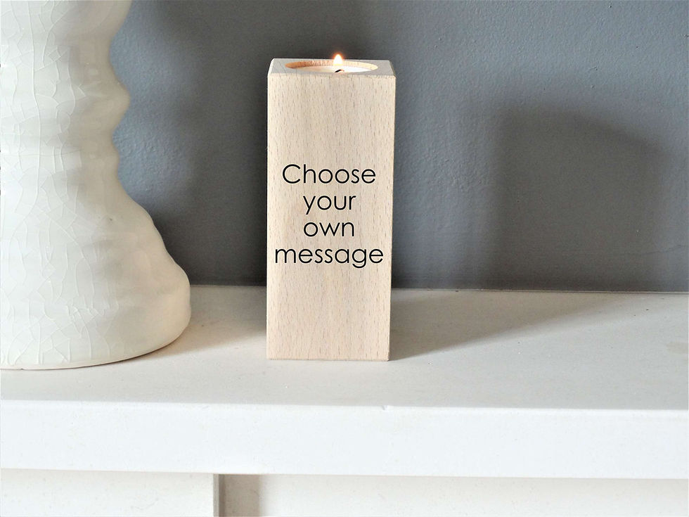 Personalised engraved wooden tea light holder