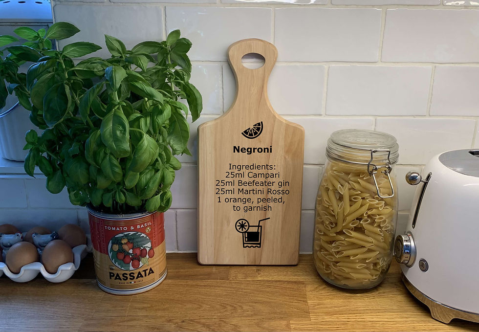 Thumbnail: personalised engraved wooden board to prepare an serve cocktails