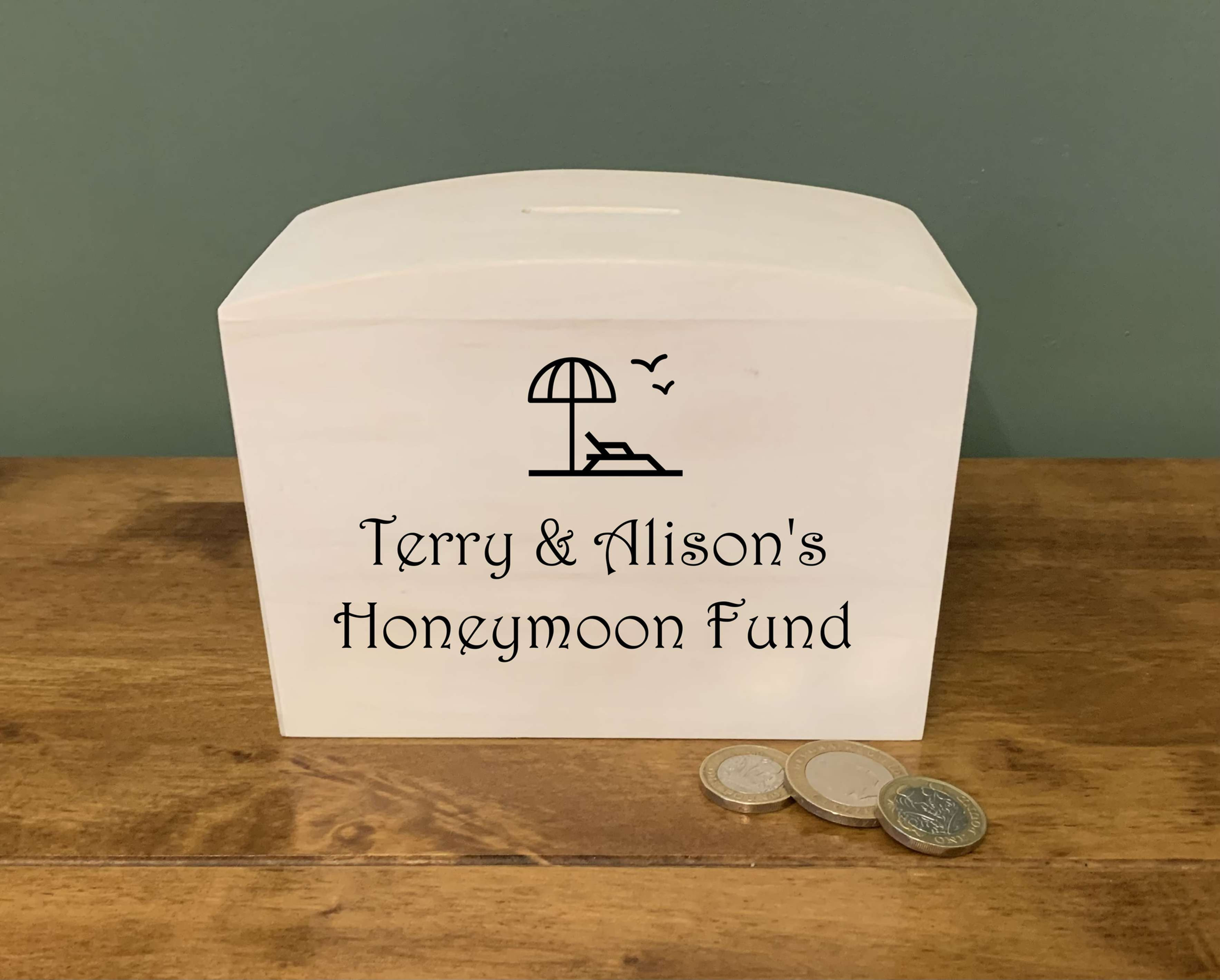 personalised engraved wooden money box