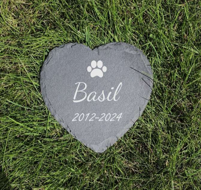 Thumbnail: Pet's Memory Slate Heart - Engraved With Your Pet's Name and Dates