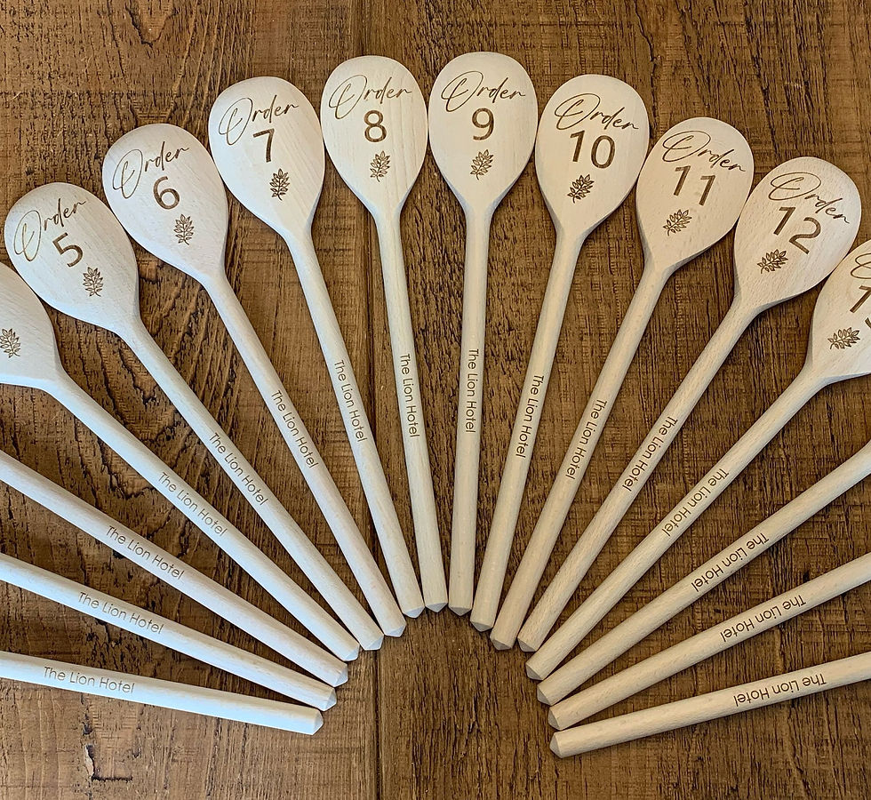 Thumbnail: Cafe & Restaurant Table Number Engraved on a Wooden Spoon/Customer Order. Leaf.